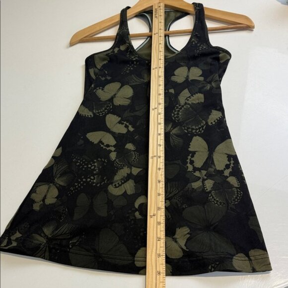 Lululemon Cool Racerback Biggie So Fly Butterfly Fatigue Green Black Size 2 - Picture 6 of 7